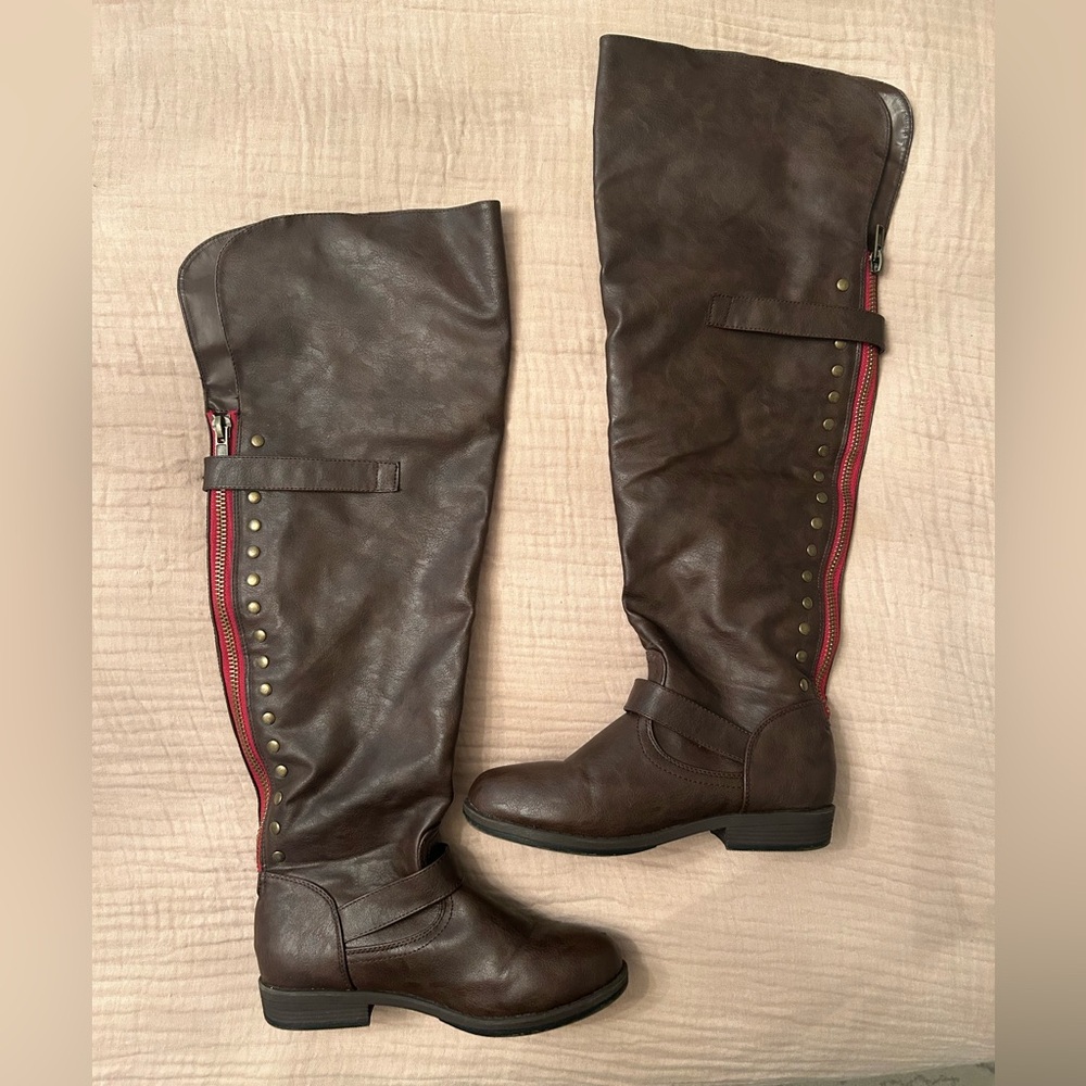 EUC Journee Collection chocolate brown espresso over the knee boots 7.5